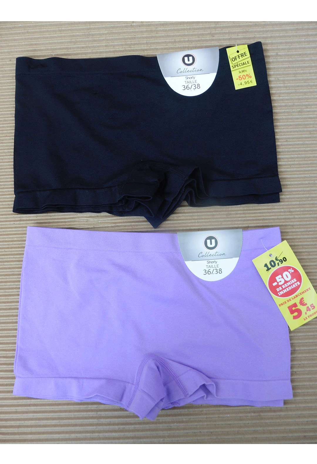 SHORTY - Lot de 2 packs de 2 shorties sans couture 36